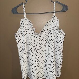 Elegant Black and White Polka Dot Tank Top